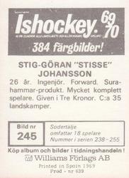 1969-70 Williams Ishockey (Swedish) #245 Stig-Göran Johansson Back
