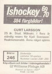 1969-70 Williams Ishockey (Swedish) #246 Curt Larsson Back
