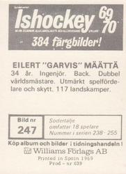 1969-70 Williams Ishockey (Swedish) #247 Eilert Määttä Back