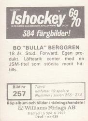 1969-70 Williams Ishockey (Swedish) #257 Bulla Berggren Back