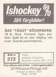 1969-70 Williams Ishockey (Swedish) #272 Ake Soderberg Back