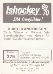 1969-70 Williams Ishockey (Swedish) #275 Christer Andersson Back