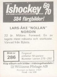 1969-70 Williams Ishockey (Swedish) #286 Lars-Ake Nordin Back