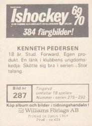1969-70 Williams Ishockey (Swedish) #287 Kenneth Pedersen Back