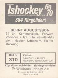1969-70 Williams Ishockey (Swedish) #310 Berndt Augustsson Back