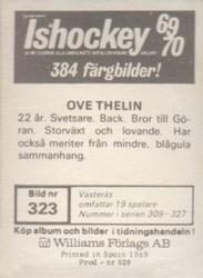 1969-70 Williams Ishockey (Swedish) #323 Ove Thelin Back