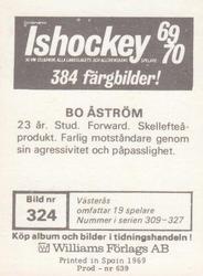 1969-70 Williams Ishockey (Swedish) #324 Bo Astrom Back