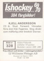 1969-70 Williams Ishockey (Swedish) #328 Kjell Andersson Back