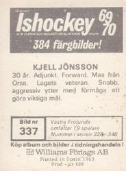 1969-70 Williams Ishockey (Swedish) #337 Kjell Jonsson Back