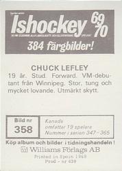 1969-70 Williams Ishockey (Swedish) #358 Chuck Lefley Back