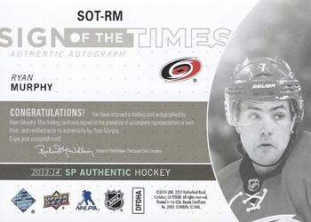 2014-15 SP Authentic - 2013-14 SP Authentic Update I: Sign of the Times #SOT-RM Ryan Murphy Back