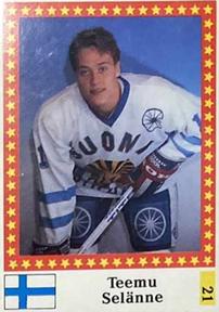 1991 Semic Hokej MS (Czechoslovakian) Stickers #21 Teemu Selanne Front