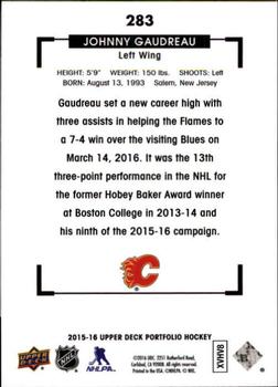 2015-16 Upper Deck Portfolio #283 Johnny Gaudreau Back