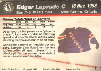 1993-94 Action Packed HOF Induction #1 Edgar Laprade Back