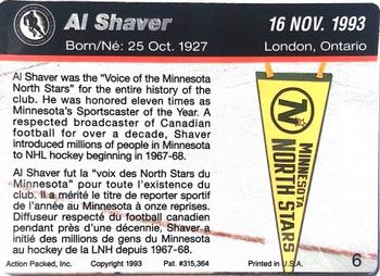 1993-94 Action Packed HOF Induction #6 Al Shaver Back