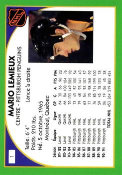 1992-93 All World Mario Lemieux (Unlicensed) #1 Mario Lemieux Back