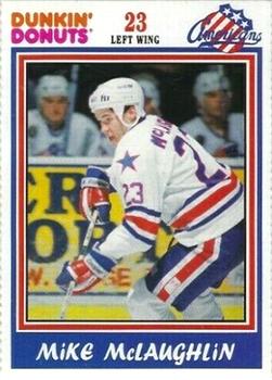 1992-93 Dunkin' Donuts Rochester Americans (AHL) #NNO Mike McLaughlin Front
