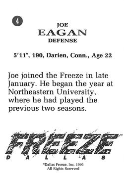 1992-93 Dallas Freeze (CHL) #NNO Joe Eagan Back