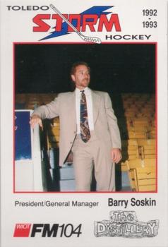 1992-93 Toledo Storm (ECHL) #4 Barry Soskin Front