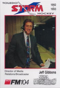 1992-93 Toledo Storm (ECHL) #6 Jeff Gibbons Front
