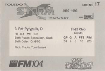 1992-93 Toledo Storm (ECHL) #17 Pat Pylypuik Back