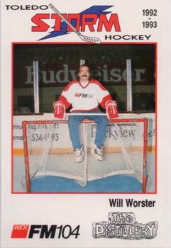 1992-93 Toledo Storm (ECHL) #30 Will Worster Front
