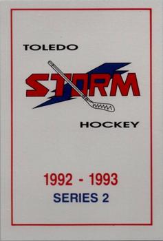 1992-93 Toledo Storm (ECHL) Series 2 #1 Checklist Front