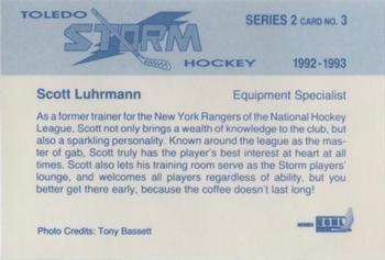 1992-93 Toledo Storm (ECHL) Series 2 #3 Scott Luhrmann Back