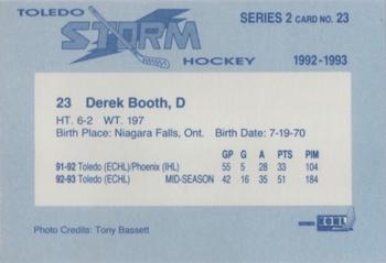 1992-93 Toledo Storm (ECHL) Series 2 #23 Derek Booth Back