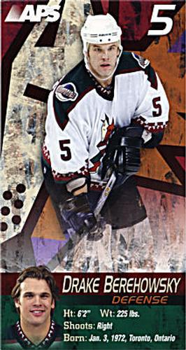 2001-02 APS Phoenix Coyotes #1 Drake Berehowsky Front