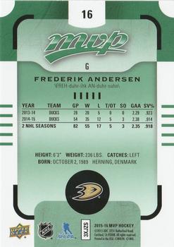 2015-16 Upper Deck MVP - Green (e-Pack) #16 Frederik Andersen Back
