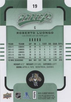 2015-16 Upper Deck MVP - Green (e-Pack) #19 Roberto Luongo Back