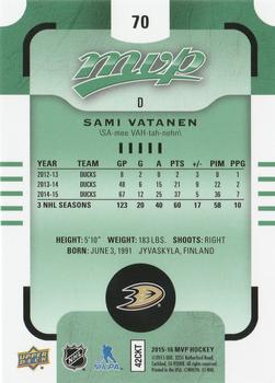 2015-16 Upper Deck MVP - Green (e-Pack) #70 Sami Vatanen Back