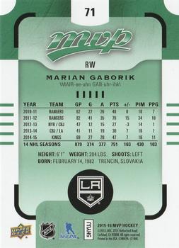 2015-16 Upper Deck MVP - Green (e-Pack) #71 Marian Gaborik Back