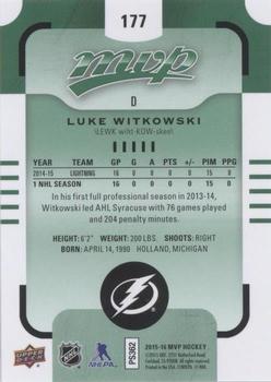 2015-16 Upper Deck MVP - Green (e-Pack) #177 Luke Witkowski Back