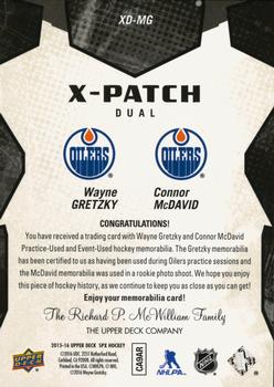 2015-16 SPx - X-Jersey Dual Patch #XD-MG Wayne Gretzky / Connor McDavid Back