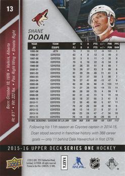 2015-16 Upper Deck - Silver Foilboard #13 Shane Doan Back
