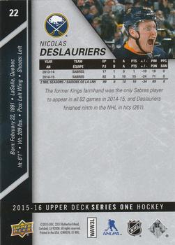2015-16 Upper Deck - Silver Foilboard #22 Nicolas Deslauriers Back
