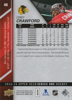 2015-16 Upper Deck - Silver Foilboard #40 Corey Crawford Back