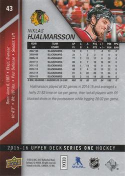 2015-16 Upper Deck - Silver Foilboard #43 Niklas Hjalmarsson Back