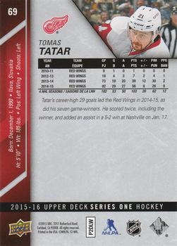 2015-16 Upper Deck - Silver Foilboard #69 Tomas Tatar Back