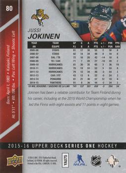 2015-16 Upper Deck - Silver Foilboard #80 Jussi Jokinen Back
