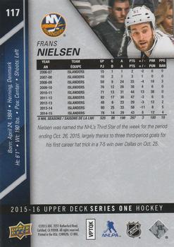 2015-16 Upper Deck - Silver Foilboard #117 Frans Nielsen Back