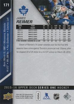 2015-16 Upper Deck - Silver Foilboard #171 James Reimer Back