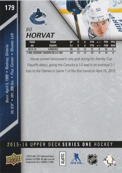 2015-16 Upper Deck - Silver Foilboard #179 Bo Horvat Back