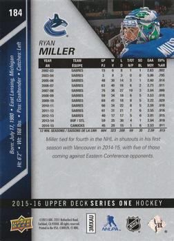 2015-16 Upper Deck - Silver Foilboard #184 Ryan Miller Back