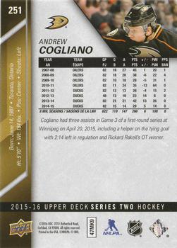2015-16 Upper Deck - Silver Foilboard #251 Andrew Cogliano Back