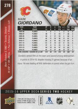 2015-16 Upper Deck - Silver Foilboard #278 Mark Giordano Back