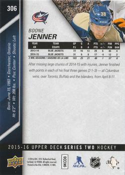 2015-16 Upper Deck - Silver Foilboard #306 Boone Jenner Back