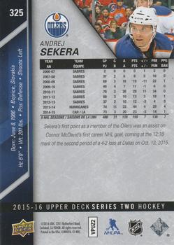 2015-16 Upper Deck - Silver Foilboard #325 Andrej Sekera Back